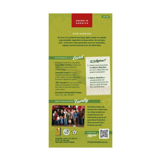 Eco-Friendly Ralston Farms Purple Red And Brown Rice Blend Recyclable Carton With Easy Open Easy Pour Spout