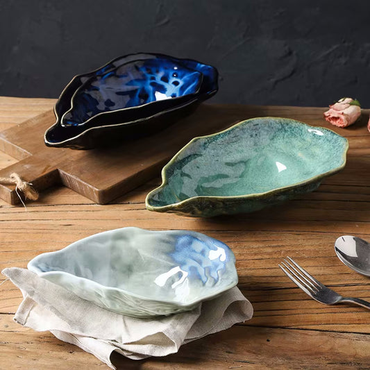 Seashore Oyster Shaped Ceramic Decorative Tableware Beautiful Gradient Coastal Serveware
