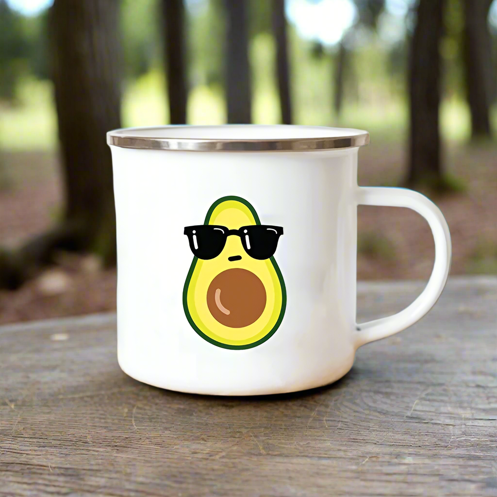 Adorable Avocado Stainless Steel Enamel Camp Mugs