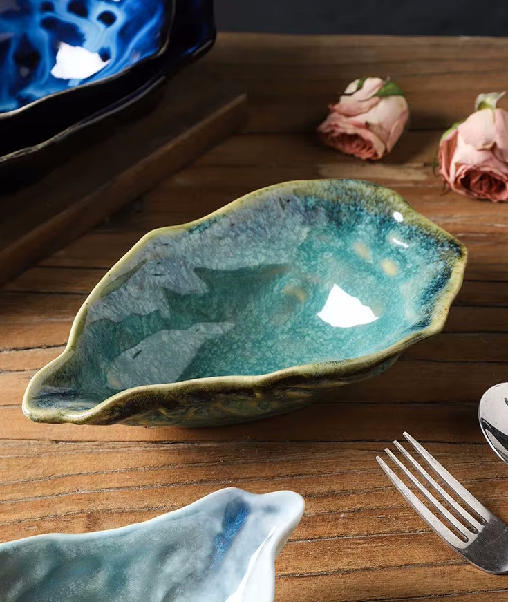 Emerald Shore Oyster Shape Ceramic Dish Seashore Decor For Tablescapes