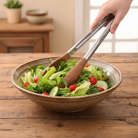 Modern Farmhouse Dining Room Metal And Wood Salad Tongs