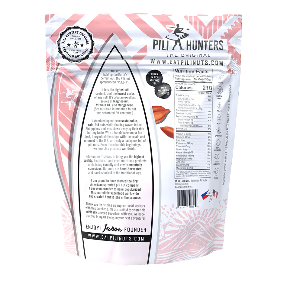 The Original Pili Hunters Nuts With Himalayan Salt Two Ingredients Pili Nut Nutrition Facts