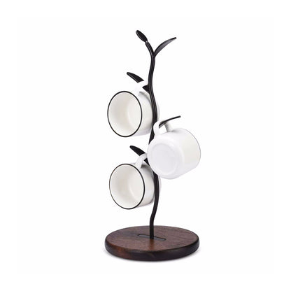 Sprout Countertop Mug Tree Iron & Wood Cup Stand